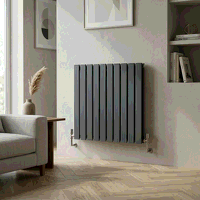 Sealey DH340 Baridi Horizontal Radiator Contemporary Double Flat Panel Design 600 x 700mm  Anthracite