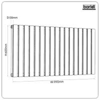 Sealey DH342 Baridi Horizontal Radiator Contemporary Double Flat Panel Design 600 x 1190mm  Anthracite