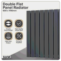 Sealey DH342 Baridi Horizontal Radiator Contemporary Double Flat Panel Design 600 x 1190mm  Anthracite