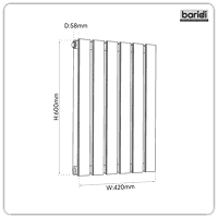 Sealey DH343 Baridi Horizontal Radiator Contemporary Double Flat Panel Design 600 x 420mm  Black