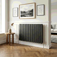 Sealey DH346 Baridi Horizontal Radiator Contemporary Double Flat Panel Design 600 x 910mm  Black
