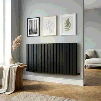 Sealey DH347 Baridi Horizontal Radiator Contemporary Double Flat Panel Design 600 x 1190mm  Black