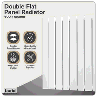 Sealey DH351 Baridi Horizontal Radiator Contemporary Double Flat Panel Design 600 x 910mm  White
