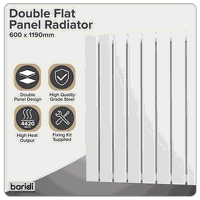 Sealey DH352 Baridi Horizontal Radiator Contemporary Double Flat Panel Design 600 x 1190mm  White