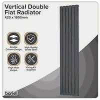 Sealey DH353 Baridi Vertical Radiator Contemporary Double Flat Panel Design 420 x 1800mm  Anthracite