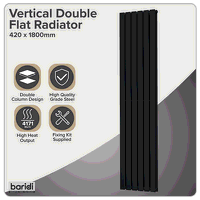 Sealey DH355 Baridi Vertical Radiator Contemporary Double Flat Panel Design 420 x 1800mm  White
