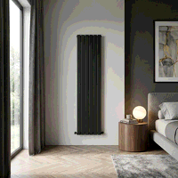 Sealey DH354 Baridi Vertical Radiator Contemporary Double Flat Panel Design 420 x 1800mm  Black