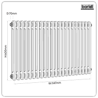 Sealey DH370 Baridi Horizontal Traditional 2 Column Radiator 600 x 1147mm  White