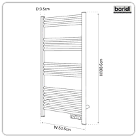 Sealey DH372 Baridi Electric Heated Towel Rail 1085 x 535mm with LED Display  Silver