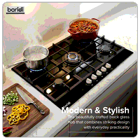 Sealey DH383 Baridi 90cm Gas Hob Black Glass with 5 Burners, Cast Iron Supports  Auto Ignition 11kW