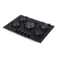 Sealey DH384 Baridi 70cm Gas Hob Matt Black with 5 Burners, Cast Iron Supports  Auto Ignition 10.4kW
