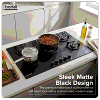 Sealey DH385 Baridi 90cm Gas Hob Matt Black 5 Burners Cast Iron Supports  Auto Ignition 10.4kW
