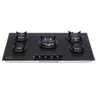 Sealey DH385 Baridi 90cm Gas Hob Matt Black 5 Burners Cast Iron Supports  Auto Ignition 10.4kW