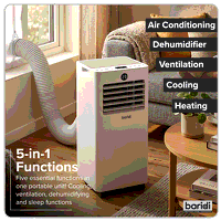 Sealey DH413 Baridi 5-in-1 Portable Air Conditioner/Dehumidifier/Air Cooler with Window Sealing Kit 7,000Btu/hr - White