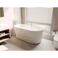 Sealey DH420 Baridi Double-Ended Fluted Design Bath with Slim Rim 168cm  Gloss White