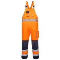 Portwest Dijon Hi-Vis Contrast Work Bib and Brace (Orange/Navy / S / R)