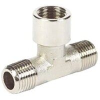 1/8inch BSP Male x Female x Male Equal Tee Nickel Plated Brass Threaded Adaptor