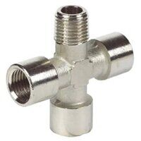 1/8inch BSP Female Equal Cross with One Male Branch Nickel Plated Brass Threaded Adaptor