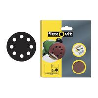 Flexovit Hook and Loop Sanding Disc 115mm Medium 80G (Pack of 6)