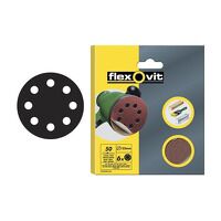 Flexovit Hook and Loop Sanding Disc 125mm Coarse 50G (Pack of 6)