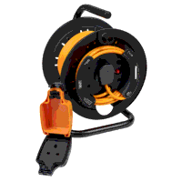 Sealey GCR25 25m IP54 Weatherproof In-line Socket with Thermal Cutout,  3m Additional Plug Cable