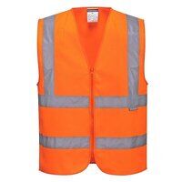 Hi-Vis Zipped Band & Brace Vest (Orange / XXL...