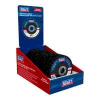 Sealey PTC/CW115DB 115 x 13mm Black Polycarbide Abrasive Strip Disc 22mm Bore - Display Box of 10