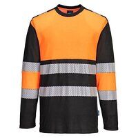 Portwest PW3 Hi-Vis Cotton Comfort Class 1 T-Shirt L/S  (Orange/Black / S / R)