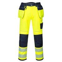 Portwest PW3 Hi-Vis Holster Pocket Work Trousers (Yellow/Navy Short / 32 / S)