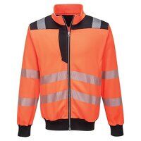 Portwest PW3 Hi-Vis Zip Sweatshirt (Orange/Bl...