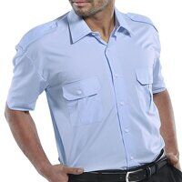 Pilot Shirt Short Sleeve Sky Blue 15inch Neck