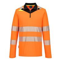 Portwest DX4 Hi-Vis Zip Polo Shirt L/S  (Orange/Black / 5XL / R)