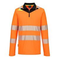 Portwest DX4 Hi-Vis Zip Polo Shirt L/S  (Orange/Black / 6XL / R)