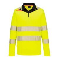 Portwest DX4 Hi-Vis Zip Polo Shirt L/S  (Yellow/Black / XXL / R)