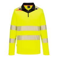 Portwest DX4 Hi-Vis Zip Polo Shirt L/S  (Yellow/Black / XXXL / R)