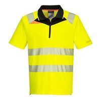 Portwest DX4 Hi-Vis Zip Short Sleeved Polo Shirt (Yellow/Black / XL / Regular Fit)
