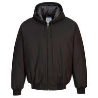 Portwest Duck Quilt Lined Hooded Jacket (Blac...