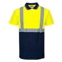 Portwest Hi-Vis Contrast Short Sleeved Polo Shirt (Yellow/Navy / 4XL / Regular Fit)