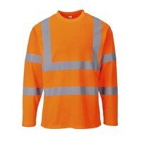Portwest Hi-Vis Cotton Comfort Long Sleeved T-Shirt  (Orange / S / Regular Fit)
