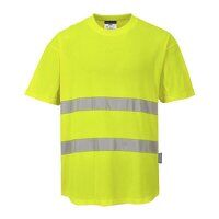 Portwest Hi-Vis Cotton Comfort Mesh Insert Short Sleeved T-Shirt  (Yellow / L / Regular Fit)