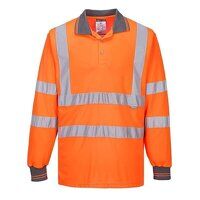 Portwest Hi-Vis Long Sleeved Polo Shirt (Orange / S / Regular Fit)