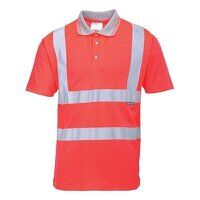 Portwest Hi-Vis Short Sleeved Polo Shirt (Red / XXXL / Regular Fit)