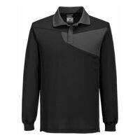 Portwest PW2 Cotton Comfort Polo Shirt L/S (Black/Zoom Grey / S / R)