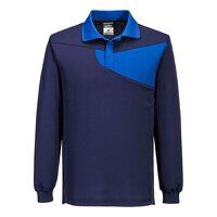 Portwest PW2 Cotton Comfort Polo Shirt L/S (Navy/Royal / XXXL / R)