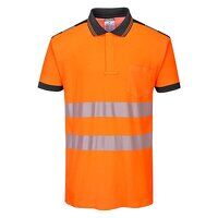 Portwest PW3 Hi-Vis Cotton Comfort Short Sleeved Polo Shirt (Orange/Black / S / Regular Fit)