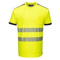 Portwest PW3 Hi-Vis Cotton Comfort Short Sleeved T-Shirt  (Yellow/Black / L / Regular Fit)