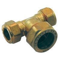 28mm x 15mm Reducing Branch Tee Brass Compres...