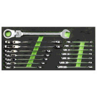 Sealey S01329 Flexi-Head Combination Ratchet Spanner Set 15pc