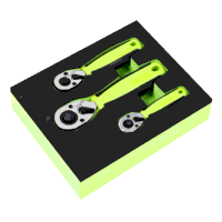 Sealey S01330 Stubby Ratchet Wrench Set 3pc