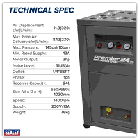 Sealey SAC01VLN  24L Oil Free Low Noise Direct Drive Air Compressor 3hp
